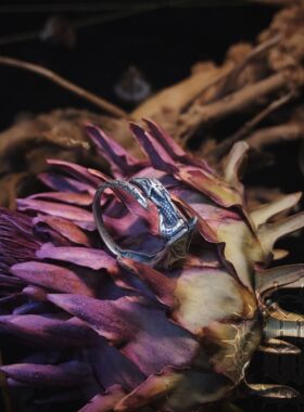 复古风暗黑龙形开口戒指