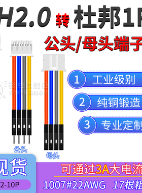 PH2.0转杜邦1P端子线 22AWG粗铜线大电流公母电子线2p3p4p8p 10CM