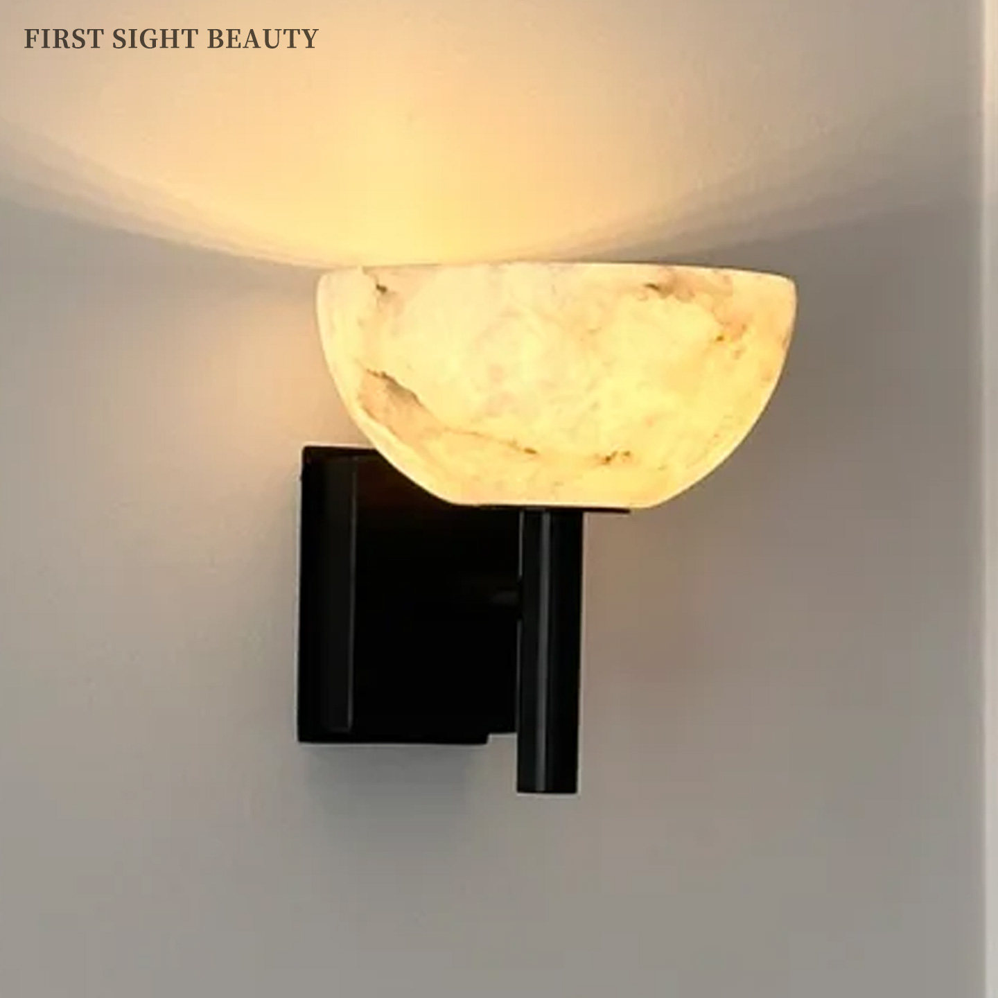 西班牙云石壁灯侘寂风中古客厅背景现代轻奢创意圆形卧室床头壁灯