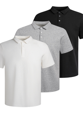 HOOCHEER赫奢双面空气层棉纯色POLO衫翻领轻熟商务短袖通勤绅士男