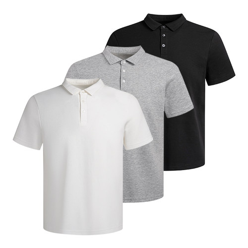 HOOCHEER赫奢双面空气层棉纯色POLO衫翻领轻熟商务短袖通勤绅士男