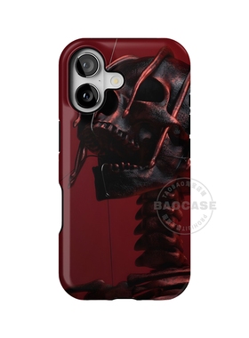 travis scott红色骷髅头适用iPhone15promax手机壳14pro苹果13磁吸12二合一菲林11全包16pro插画高级新款亮面