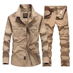 美式复古战术服春秋季多口袋长袖工作服套装男衬衫户外工装作训装