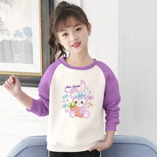 纯棉中大女童t恤长袖卫衣女款春装2025新款儿童女孩宽松韩版上衣