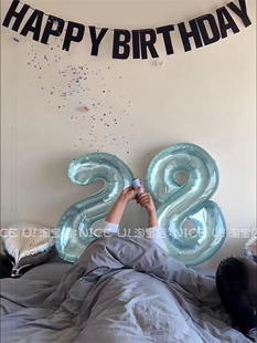 饰 感气氛装 小红书同款 32寸果冻水晶数字铝膜气球生日派对节日仪式