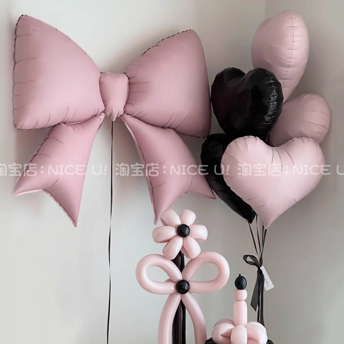 新款大号蝴蝶结气球粉色女孩儿童生日成人派对装饰商店布置气球