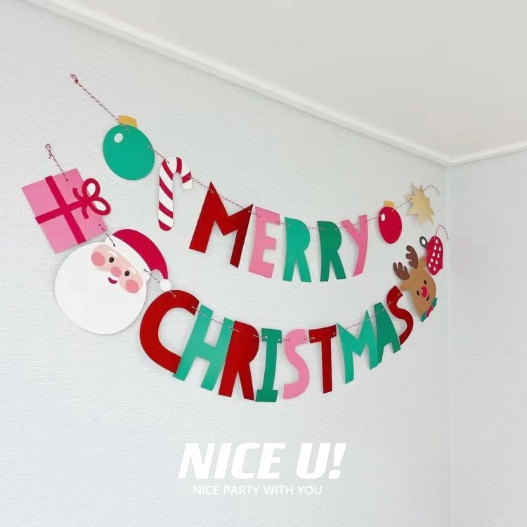 2023新款圣诞老人加厚纸卡拉旗