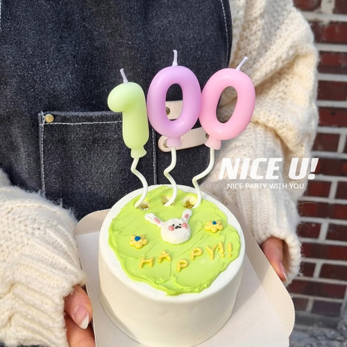 ins可爱马卡龙色气球造型数字蜡烛生日蜡烛派对蛋糕拍照