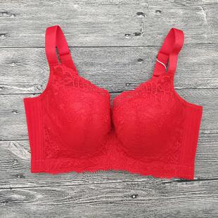 新款秋冬红色本命年文胸小胸厚杯聚拢调整型收副乳大码薄款内衣女