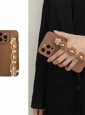 C55适用三星S24fe手机壳S25Ultra编织绳手腕带S23S22S21S20棕色A56套A55A54A53A52A36A35A34A25A24麻花Note10