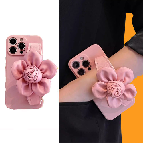 Redmi适用小米17手机壳Note15 14 13C花朵手腕带K80K50K70K60至尊版Ultra 12R红米Turbo4赵露思Civi5Pro粉K40