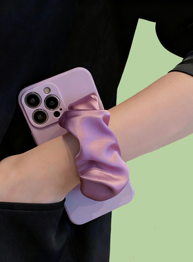 S25适用三星S24手机壳A16A15A14A13紫色弹力丝巾手腕带A26A23A22A51挂绳A06s斜跨A32A71M53F54A05s背带Note20