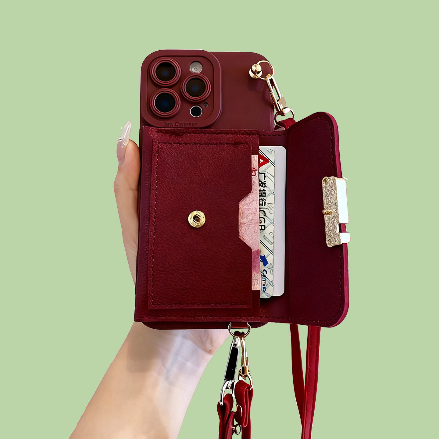 适用小米17手机壳15C红米Note 15 14 13R 12C酒红零钱包K90K80K70K60K50至尊版turbo4Pro卡包K30K40Pro挂绳9A