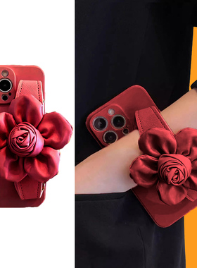 vivo适用y300手机壳S20赵露思同款X200花朵腕带y100酒红Y37背带S17粉K9x S16 Y36 Y53 Y31s Y55 Y35 Y77女Y78