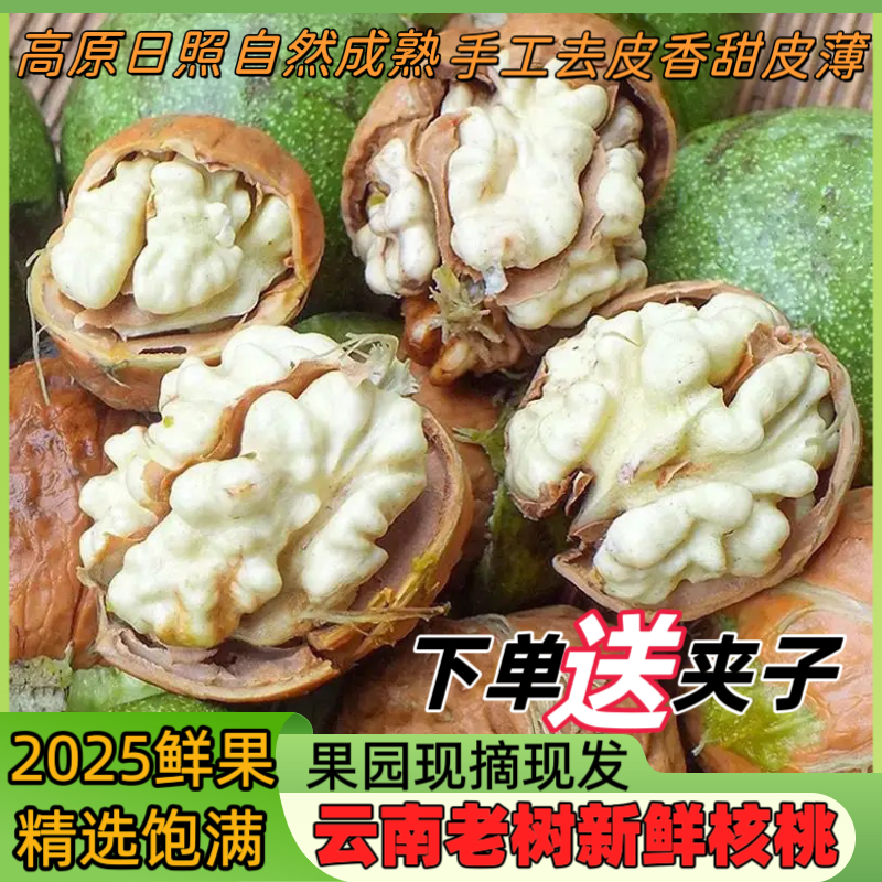 现货2025年现摘核桃云南老树去青皮新鲜绿皮嫩去青皮湿生鲜薄皮