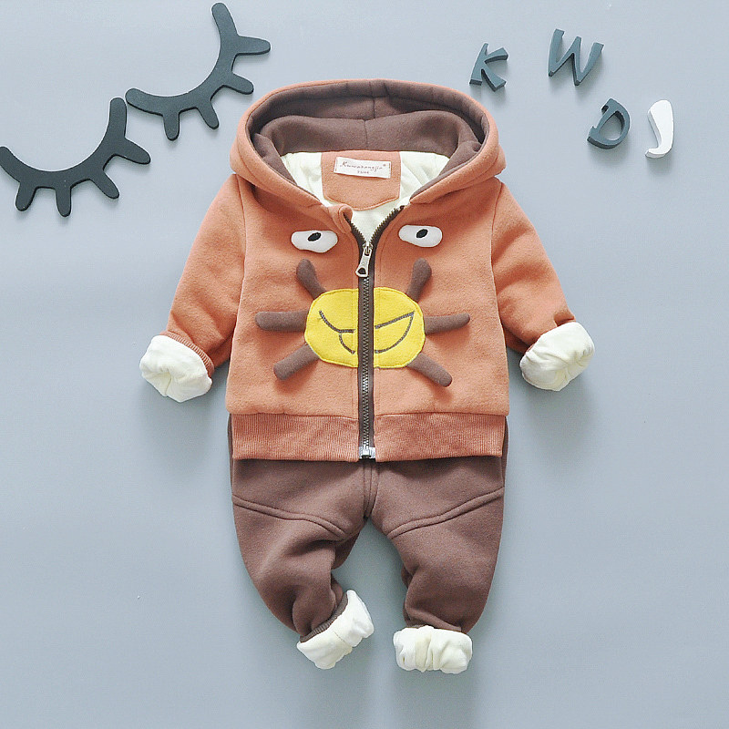 婴儿童男宝宝秋冬季男童外穿套装小童冬装加绒男孩衣服1一岁3冬款