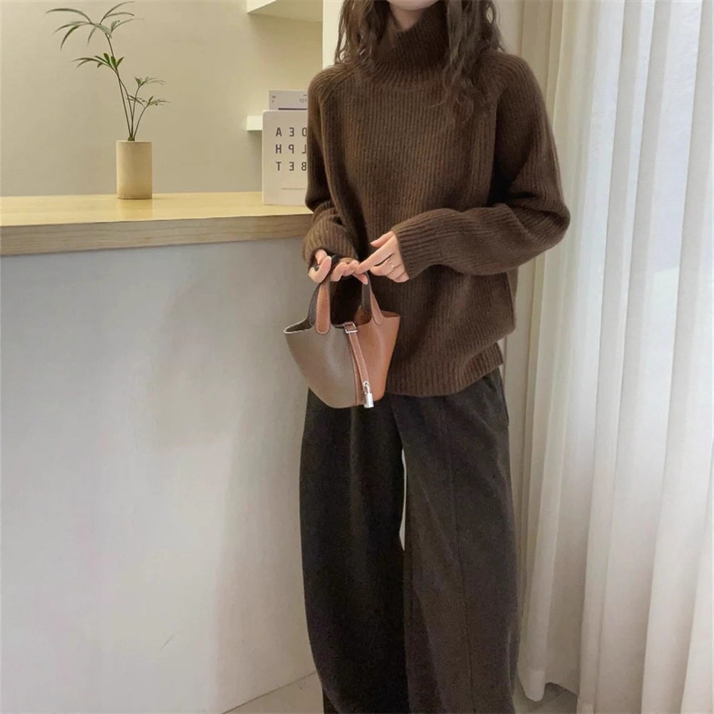 新款加厚保暖高领毛衣女装秋冬季感温柔软糯慵懒风针织衫上衣