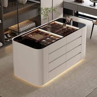 衣帽间中岛台简约珠宝展示柜收纳斗柜中岛台家用高端首饰柜落地柜