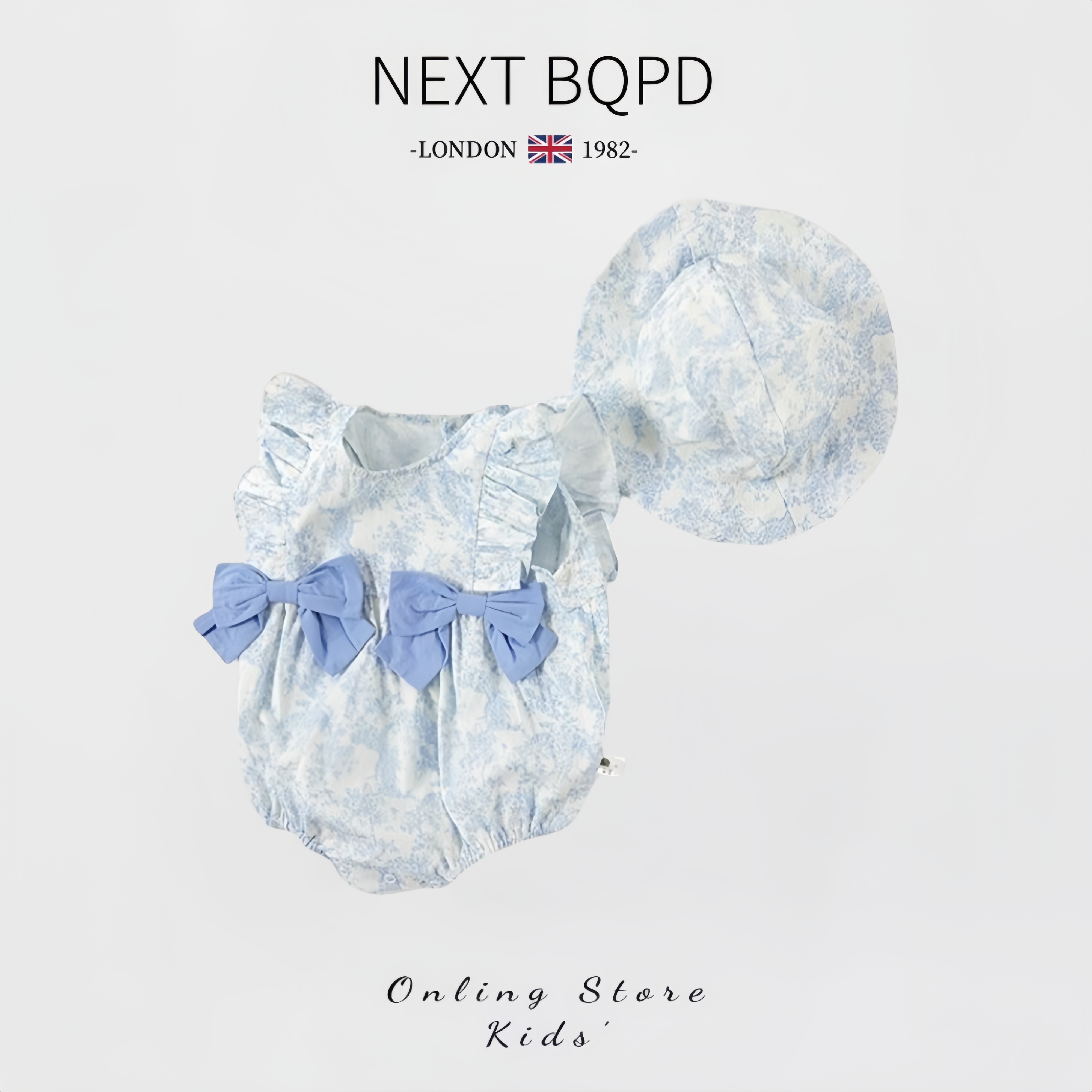 英国NEXT婴儿纯棉衣服套装夏季无袖女宝宝包屁衣帽子哈衣周岁礼服