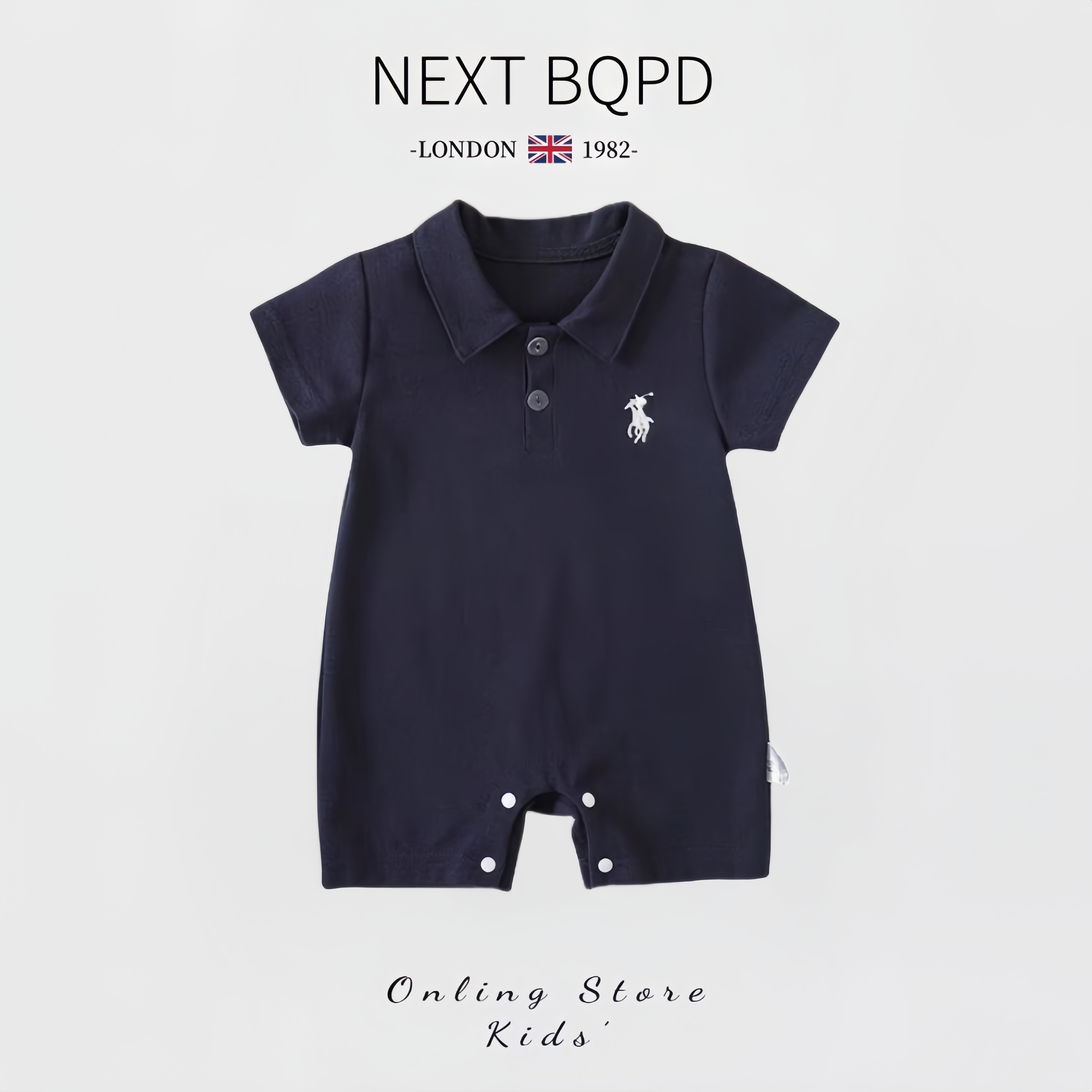 NEXT BQPD婴儿绅士连体衣夏季薄款男宝宝polo衫哈衣外出周岁礼服
