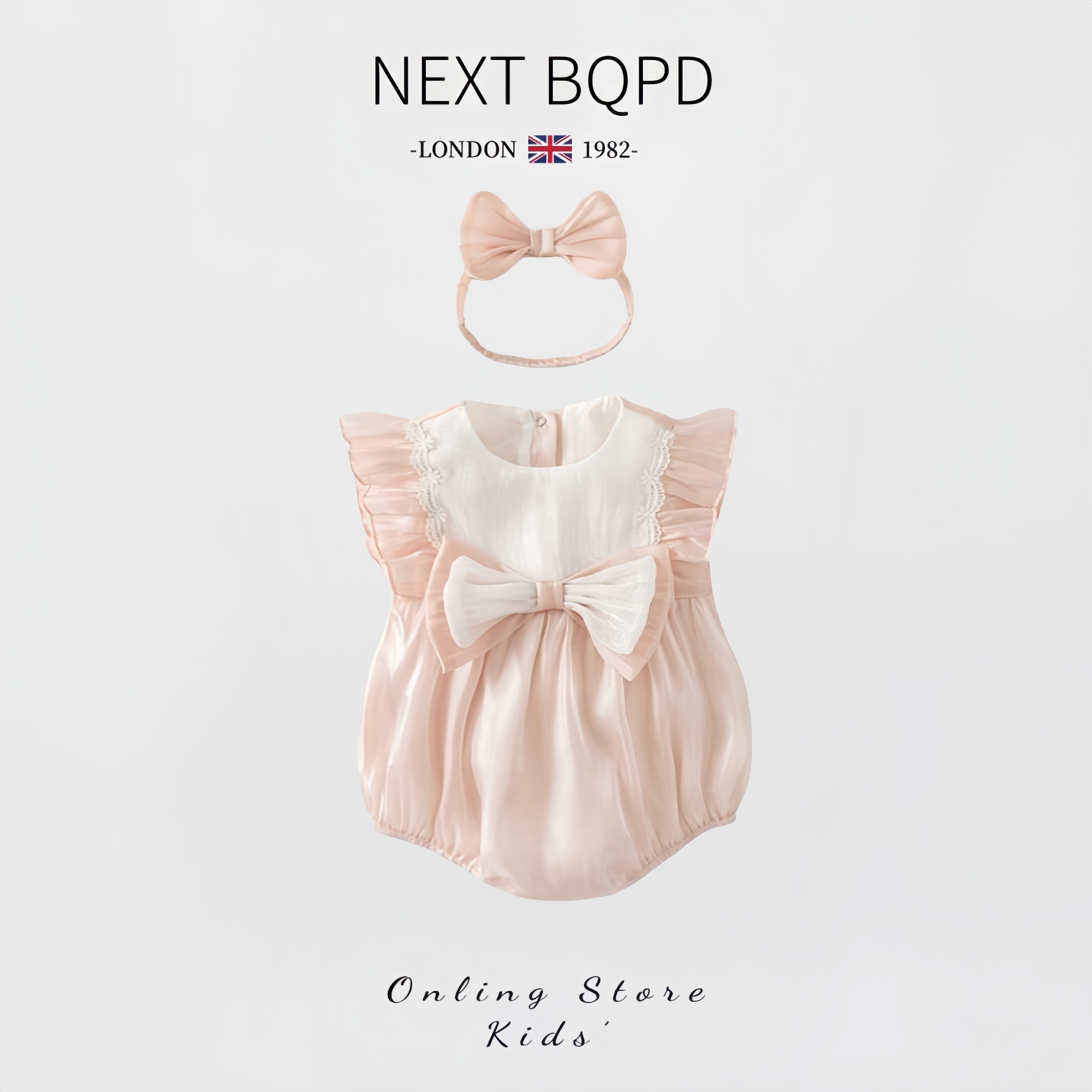 英国NEXT婴儿纯棉包屁衣夏季百天女宝宝蕾丝公主哈衣满月周岁礼服