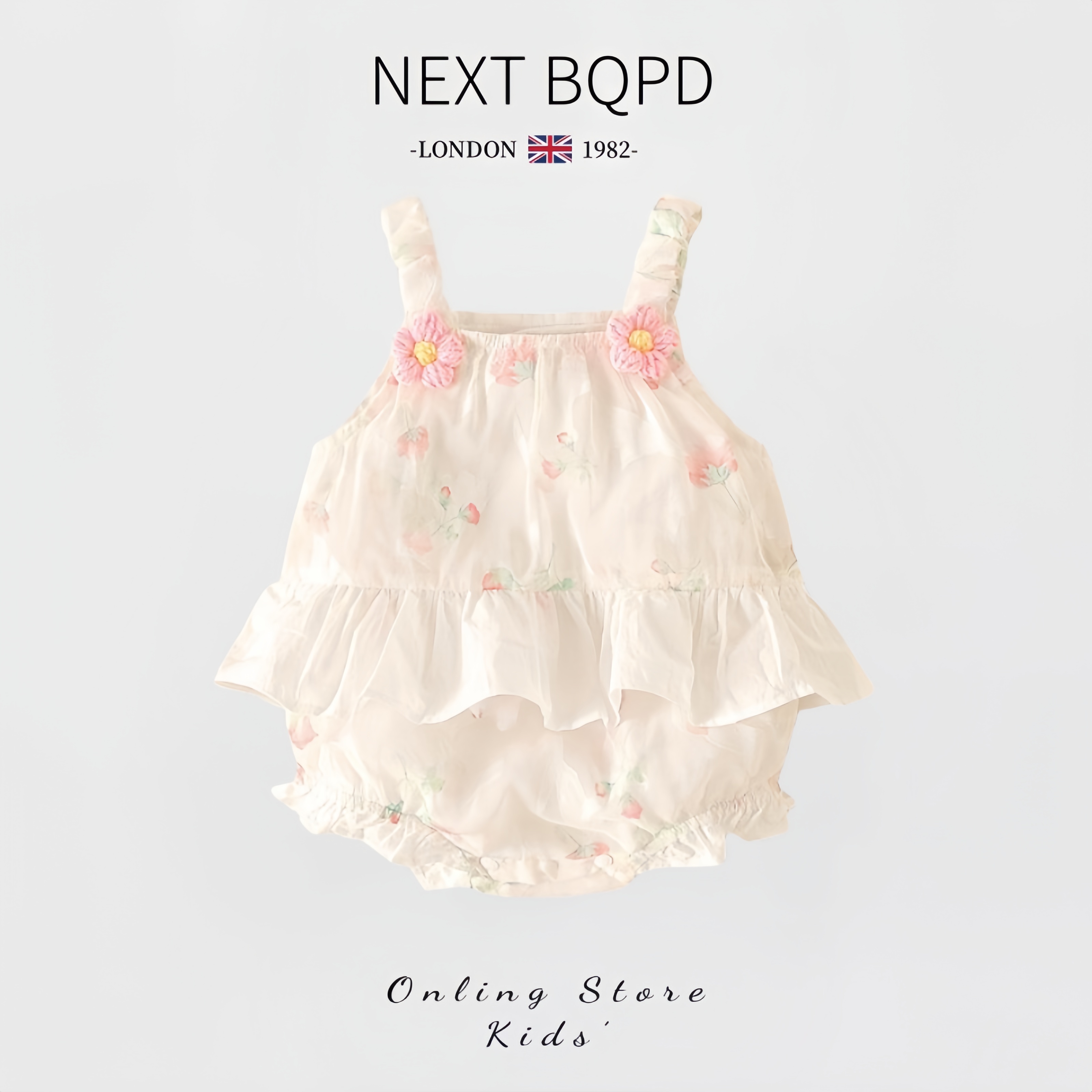 NEXT BQPD新生婴儿吊带包屁衣夏装女宝宝满月百天公主哈衣薄款