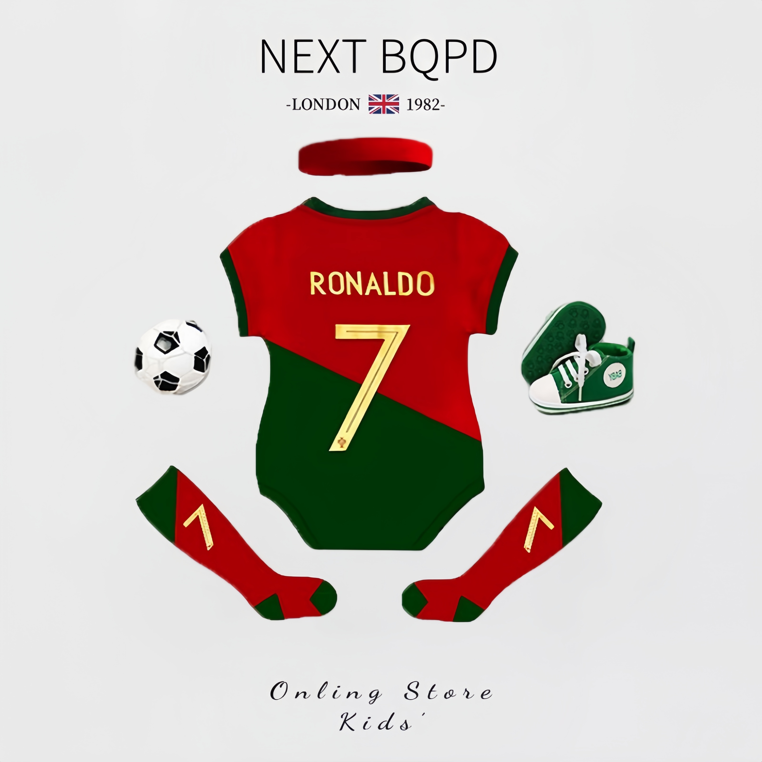 NEXT BQPD婴儿夏季百天周岁拍照礼服男女宝宝7号足球服哈衣包屁衣