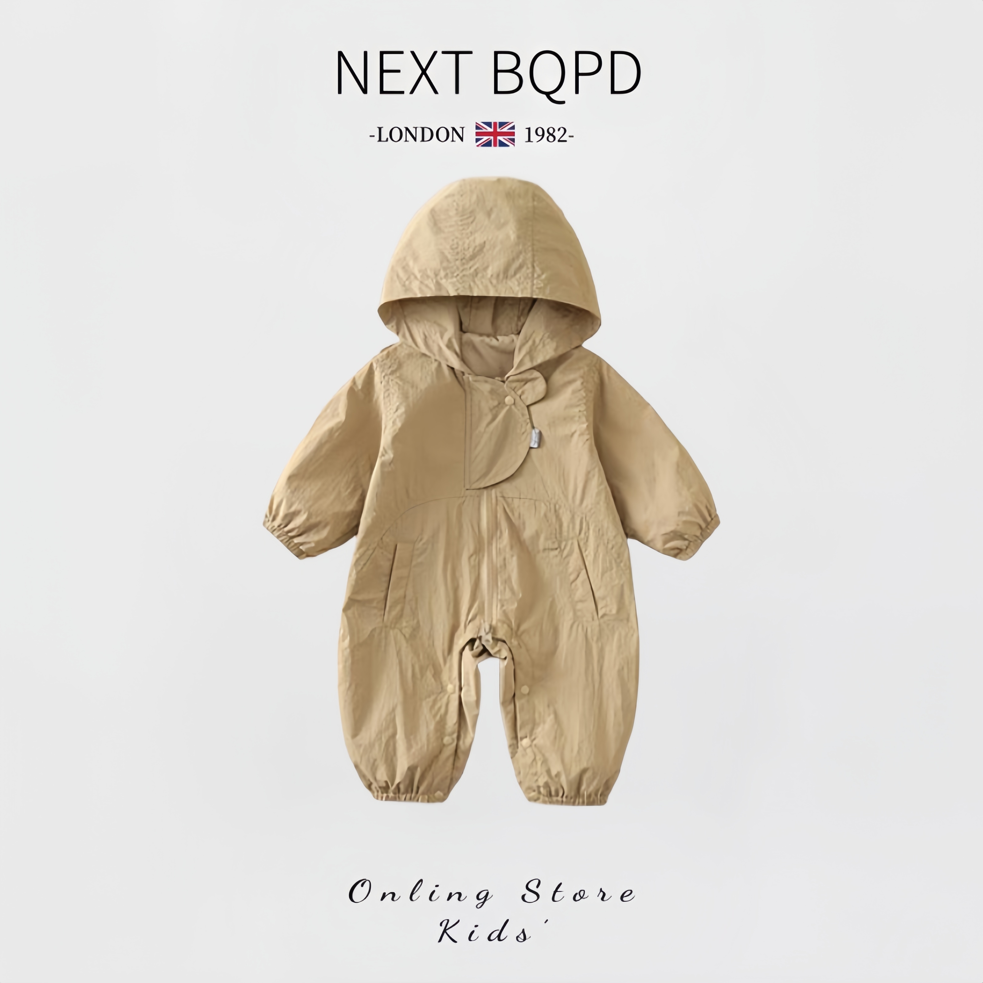 英国NEXT婴儿春秋季户外休闲时尚连体衣男女宝宝连帽冲锋衣外套潮