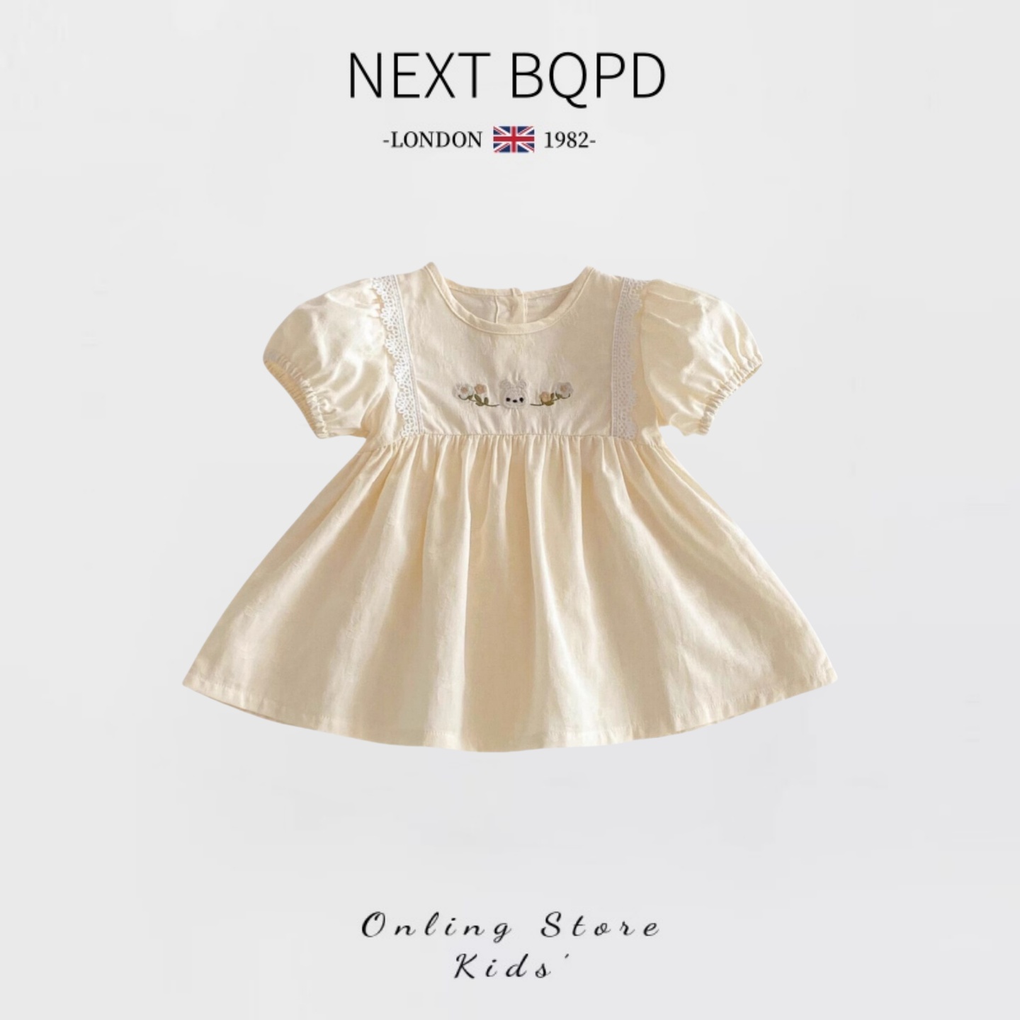 NEXT BQPD女童泡泡袖连衣裙夏季女宝宝洋气碎花公主裙周岁礼服