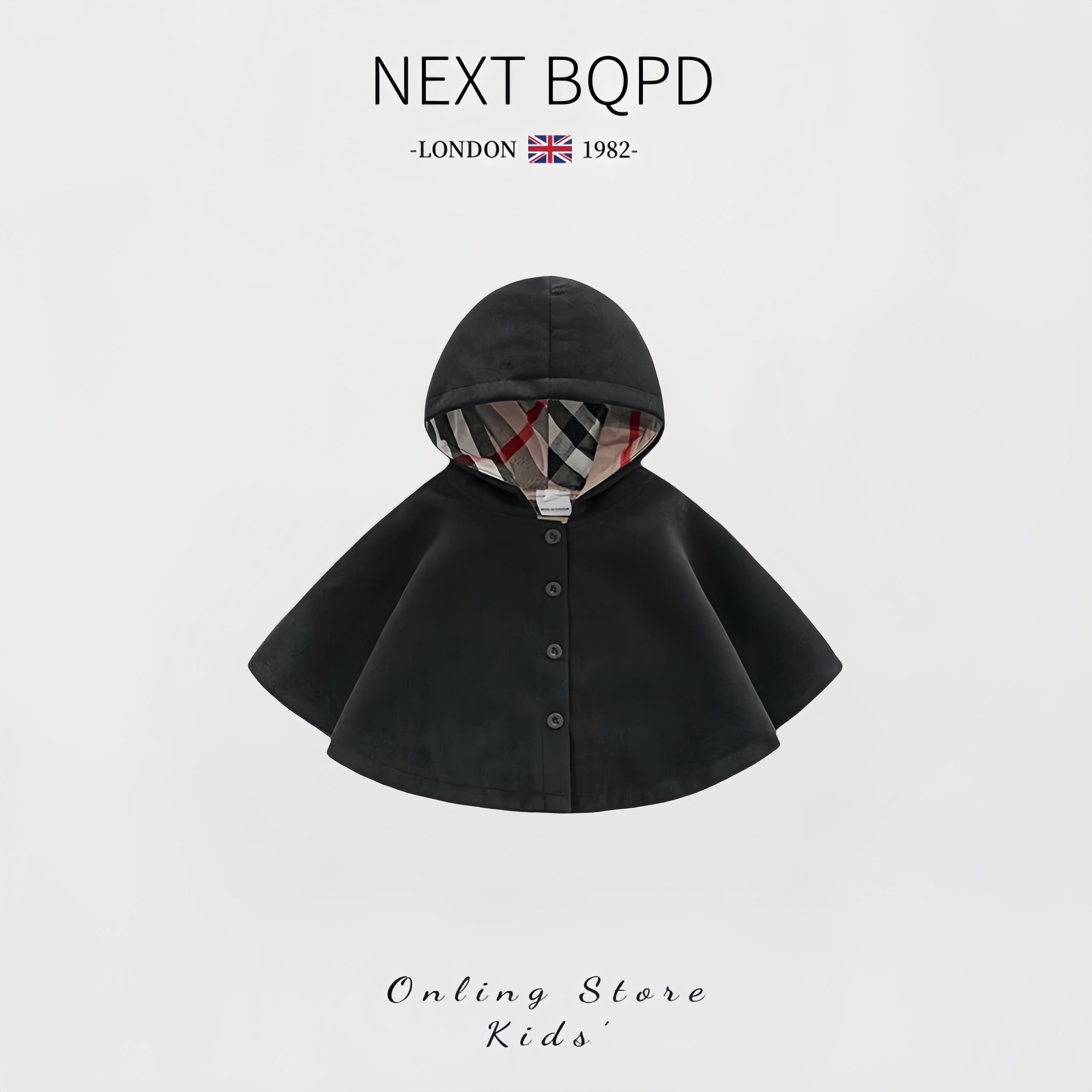 英国NEXTBQPD婴儿毛呢斗篷秋冬加厚宝宝防风披肩连帽儿童保暖外套