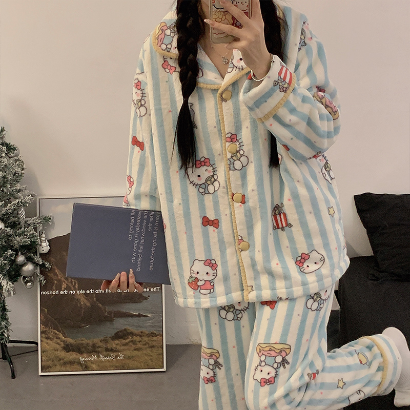 珊瑚绒睡衣女冬季加厚加绒2025新款少女款开衫秋冬款家居服可外穿