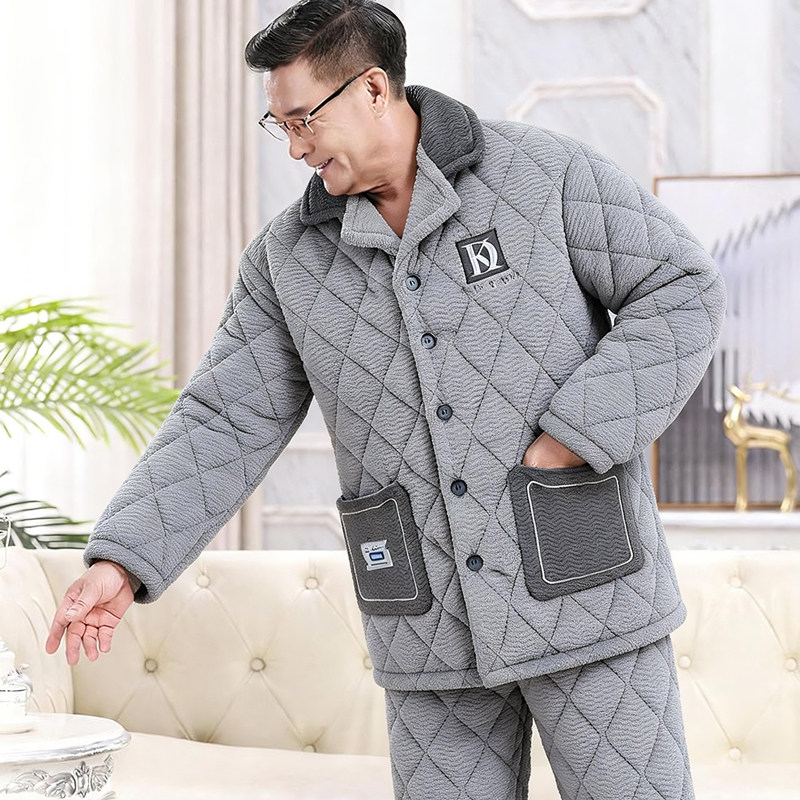 男士睡衣冬季三层夹棉珊瑚绒加厚加绒秋冬天中老年爸爸家居服套装,女士内衣/男士内衣/家居服,睡衣/家居服套装,淘宝优惠券,粉丝福利购,淘宝优惠卷