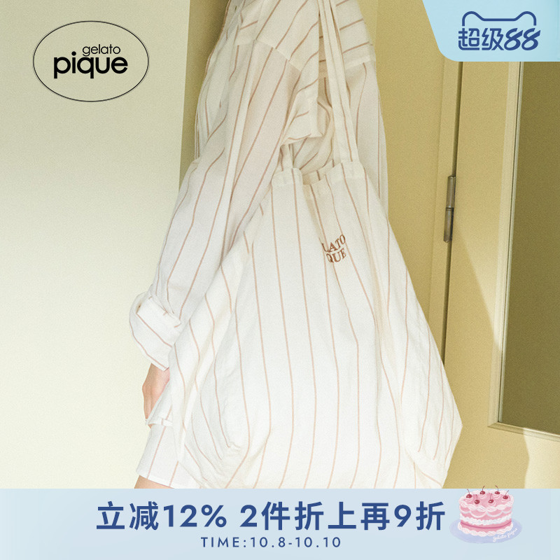 gelato pique春夏女包袋纯色条纹手提托特购物袋PWGB242548