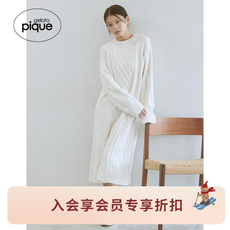 gelato pique25秋冬新品女睡裙纯色绞花连衣裙外穿居家PWNO255155,女士内衣/男士内衣/家居服,睡裙,淘宝优惠券,粉丝福利购,淘宝优惠卷