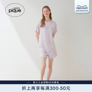 pique24春夏新品 gelato 女睡裤 纯色字母竖条纹理短裤 PWCP242256