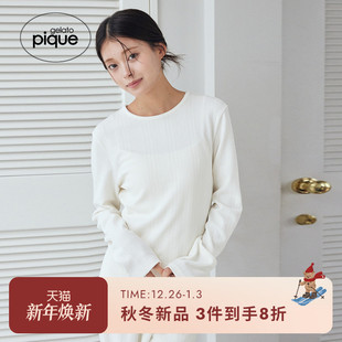 家居服PWCT255297 女睡衣罗纹木耳边长袖 gelato pique25秋冬新品