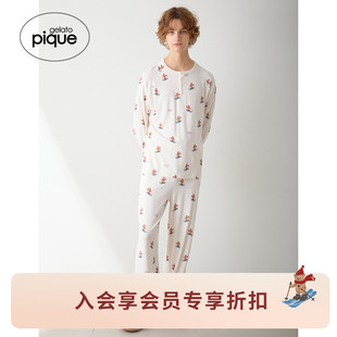 滑雪小熊满印系带长裤 男睡裤 PMCP255256 pique25秋冬新品 gelato