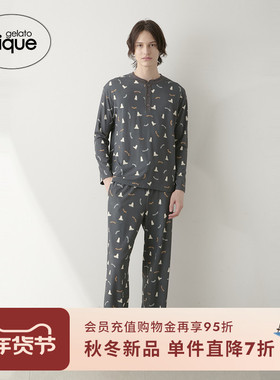 gelato pique25秋冬新品男女同款睡裤万圣节幽灵长裤PHCP254937
