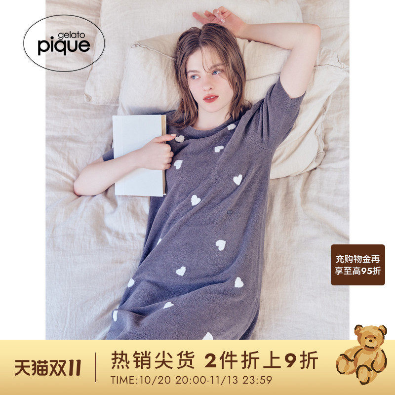 gelato pique26春夏新品女睡裙半边绒爱心短袖连衣裙PWNO261117
