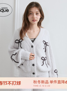 gelato pique25秋冬新品女睡衣万圣节蝴蝶结V领开衫PWNT254026
