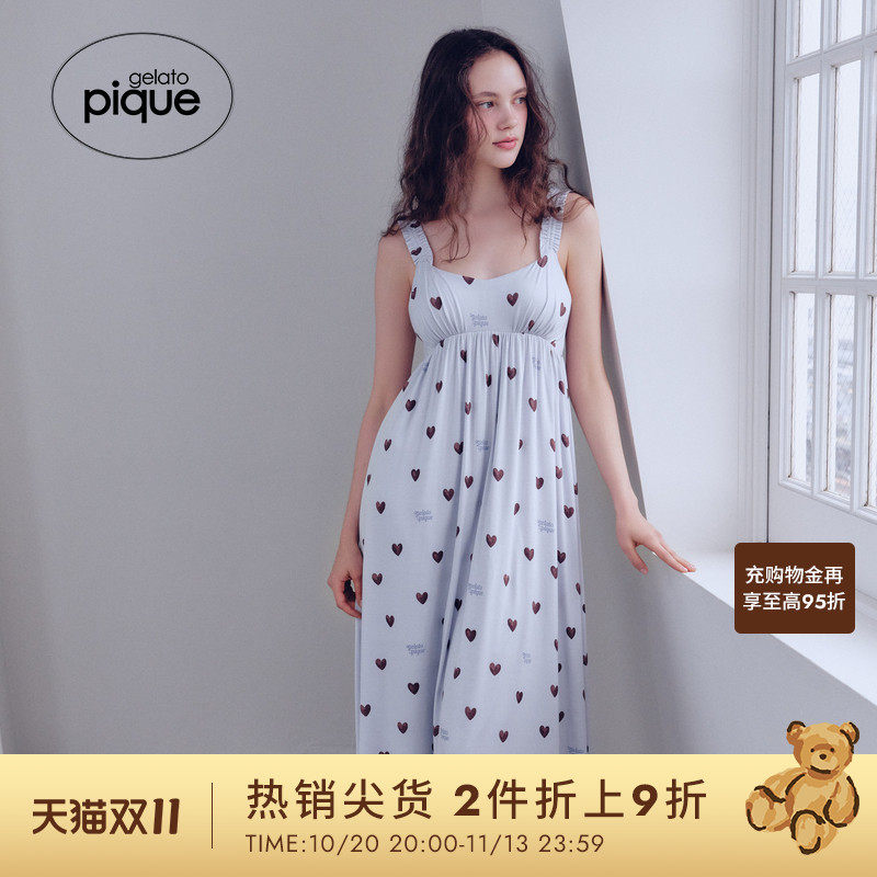 gelato pique26春夏新品女睡裙爱心吊带连衣裙带胸垫PWCO262317
