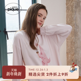 gelato T恤居家PWCT241310 pique春夏女睡衣恐龙柔软长袖