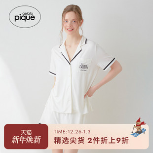 PWCT242288 衬衫 gelato pique春夏女睡衣凉感线条字母短袖