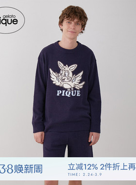 gelato pique春夏男女同款睡衣艺术半边绒套头衫PHNT241970