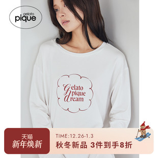 T恤居家PWCT255307 女睡衣木耳边字母长袖 gelato pique25秋冬新品