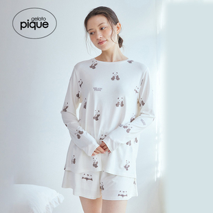 套头衫 女睡衣熊猫满印长袖 T恤PWCT251225 pique25春夏新品 gelato