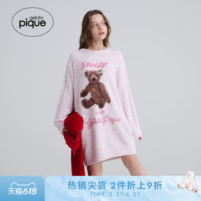 gelato pique25秋冬新品女睡裙半边绒Steiff熊连衣裙PWNO255036