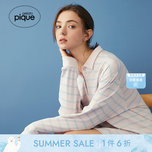 gelato 女睡裙多色条纹polo领连衣裙PWCO252253 pique25夏季 新品