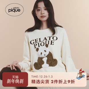 PWNT251094 女睡衣熊猫提花半边绒套头衫 gelato pique25春夏新品