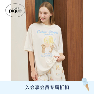 gelato pique26春夏新品女睡衣冰淇淋熊短袖T恤居家PWCT262227